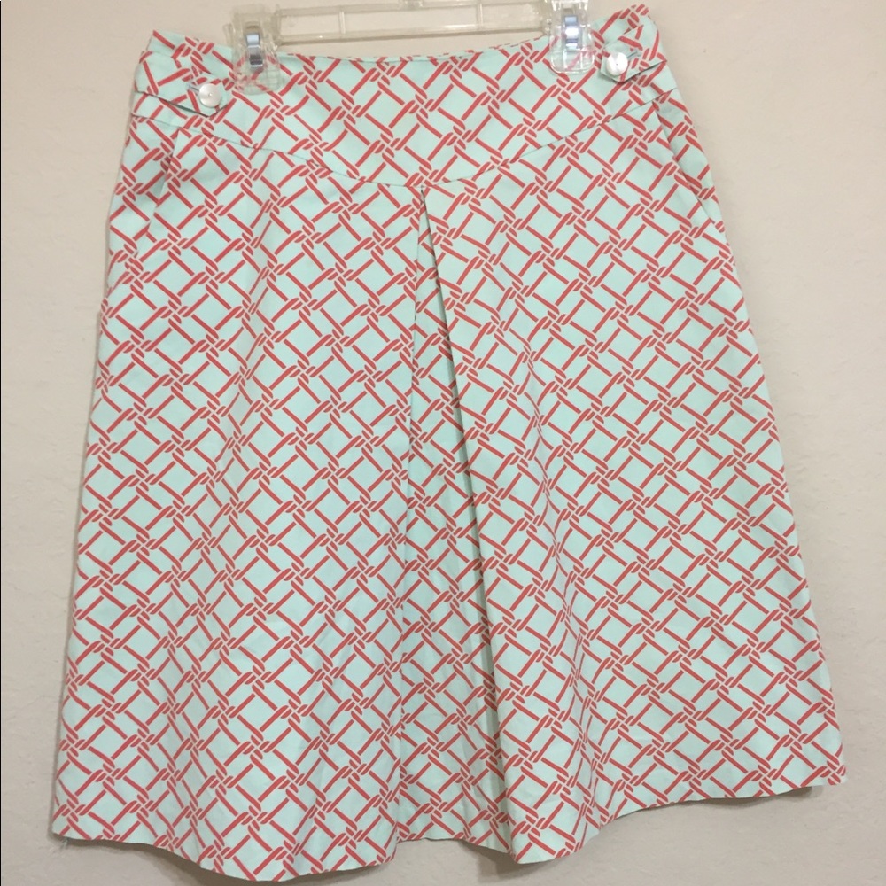 J. McLaughlin Fit +Flare Cotton Skirt Mint Coral 6